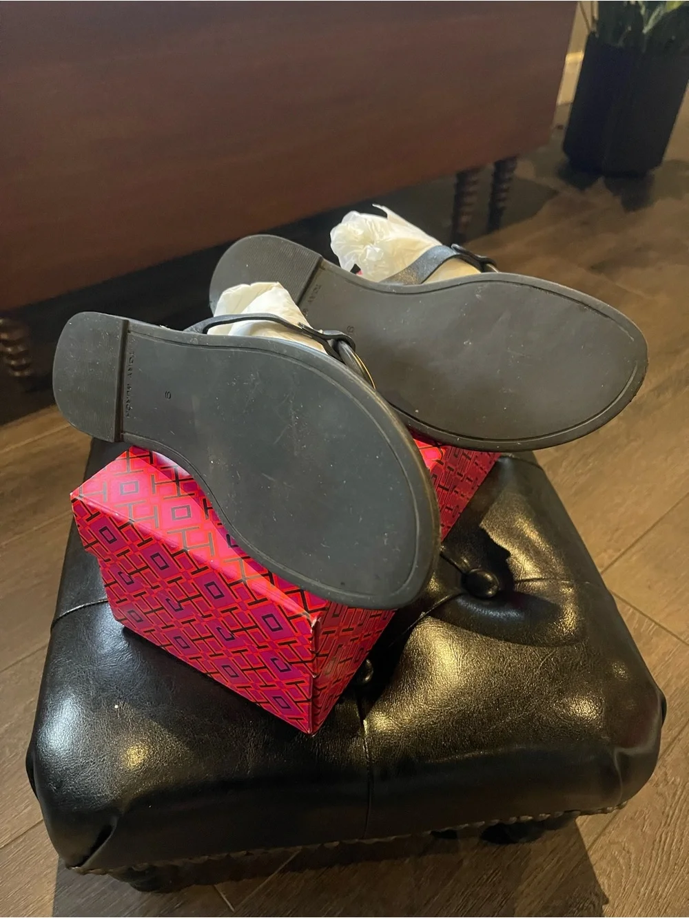 Tory Burch Black Miller Logo Thong Sandals